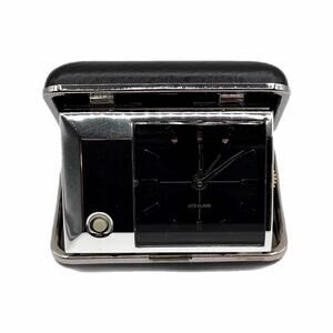 NIB Vintage 1980s Bulova LiteAlarm Travel Alarm Clock in Black Case